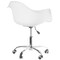 Fabulaxe Mid-Century Modern Style Adjustable Swivel Plastic Shell Molded Office Task Chair w/ Rolling Wheels, White, PK4 QI003751.WT.4 - alternate 9